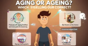 Read more about the article Aging or Ageing? Which Spelling Is Correct? (Complete Guide)<p class="post-updated-date">🕓 <span class="updated-label">Last updated on</span> <time datetime="2026-07-16T09:03:48+00:00">July 16, 2026</time></p><script type="application/ld+json">
        {
          "@context": "https://schema.org",
          "@type": "BlogPosting",
          "mainEntityOfPage": {
            "@type": "WebPage",
            "@id": "https://grammaredges.com/aging-or-ageing/"
          },
          "datePublished": "2026-07-16T09:03:47+00:00",
          "dateModified": "2026-07-16T09:03:48+00:00"
        }
        </script>