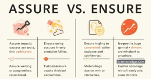 Read more about the article Assure vs Ensure: Which Word Is Correct? (Easy Grammar Guide)<p class="post-updated-date">🕓 <span class="updated-label">Last updated on</span> <time datetime="2026-07-20T05:52:51+00:00">July 20, 2026</time></p><script type="application/ld+json">
        {
          "@context": "https://schema.org",
          "@type": "BlogPosting",
          "mainEntityOfPage": {
            "@type": "WebPage",
            "@id": "https://grammaredges.com/assure-vs-ensure/"
          },
          "datePublished": "2026-07-20T05:52:49+00:00",
          "dateModified": "2026-07-20T05:52:51+00:00"
        }
        </script>