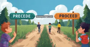 Read more about the article Precede vs Proceed: Easy Grammar Rules You’ll Never Forget<p class="post-updated-date">🕓 <span class="updated-label">Last updated on</span> <time datetime="2026-07-18T17:56:50+00:00">July 18, 2026</time></p><script type="application/ld+json">
        {
          "@context": "https://schema.org",
          "@type": "BlogPosting",
          "mainEntityOfPage": {
            "@type": "WebPage",
            "@id": "https://grammaredges.com/precede-vs-proceed/"
          },
          "datePublished": "2026-07-18T17:56:47+00:00",
          "dateModified": "2026-07-18T17:56:50+00:00"
        }
        </script>