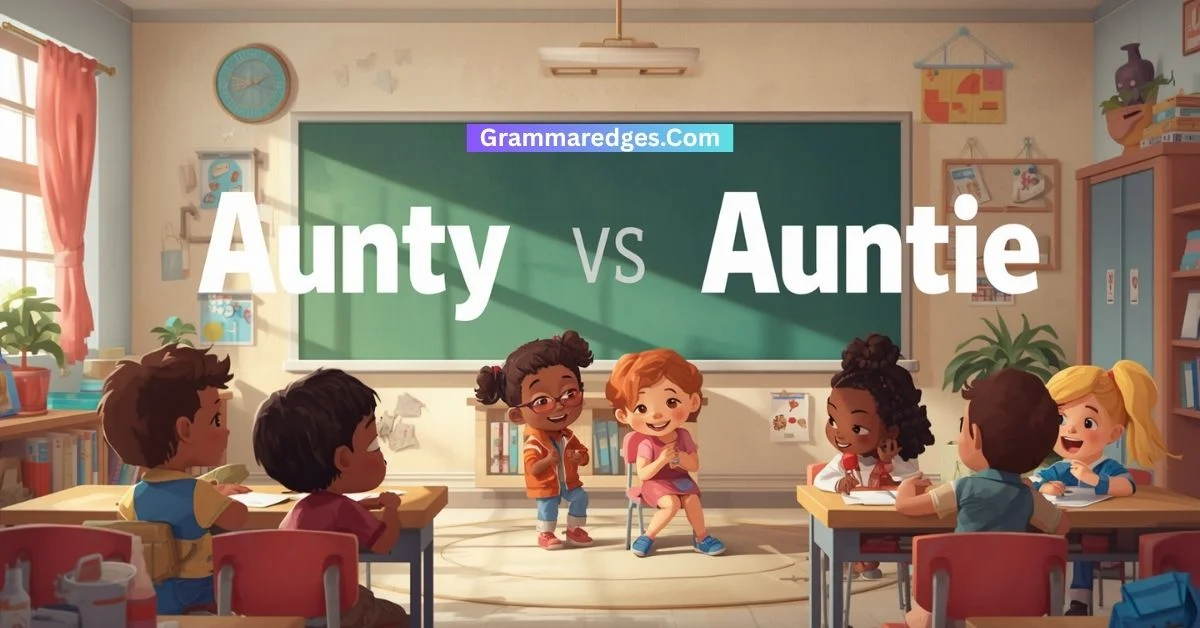 You are currently viewing Aunty or Auntie: Which Spelling Is Correct?<p class="post-updated-date">🕓 <span class="updated-label">Last updated on</span> <time datetime="2026-08-24T04:41:21+00:00">August 24, 2026</time></p><script type="application/ld+json">
        {
          "@context": "https://schema.org",
          "@type": "BlogPosting",
          "mainEntityOfPage": {
            "@type": "WebPage",
            "@id": "https://grammaredges.com/aunty-or-auntie/"
          },
          "datePublished": "2026-08-24T04:41:20+00:00",
          "dateModified": "2026-08-24T04:41:21+00:00"
        }
        </script>