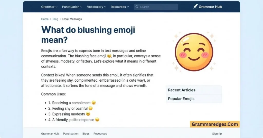 What do blushing emoji mean?