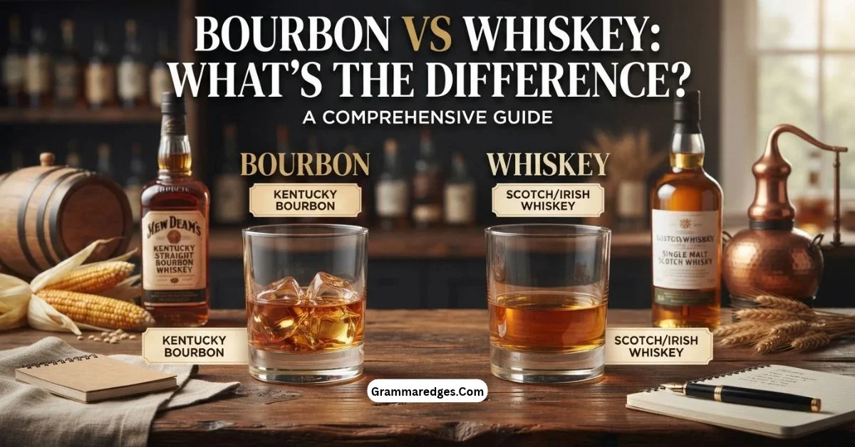 You are currently viewing Bourbon vs Whiskey: What’s the Difference?<p class="post-updated-date">🕓 <span class="updated-label">Last updated on</span> <time datetime="2026-09-30T04:07:48+00:00">September 30, 2026</time></p><script type="application/ld+json">
        {
          "@context": "https://schema.org",
          "@type": "BlogPosting",
          "mainEntityOfPage": {
            "@type": "WebPage",
            "@id": "https://grammaredges.com/bourbon-vs-whiskey/"
          },
          "datePublished": "2026-09-30T04:07:47+00:00",
          "dateModified": "2026-09-30T04:07:48+00:00"
        }
        </script>