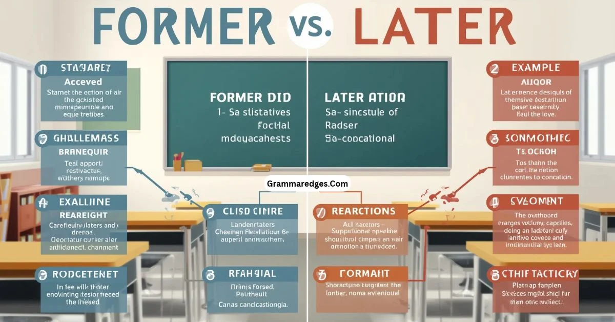 You are currently viewing Former vs Latter: Meaning, Difference & Examples<p class="post-updated-date">🕓 <span class="updated-label">Last updated on</span> <time datetime="2026-09-27T17:46:45+00:00">September 27, 2026</time></p><script type="application/ld+json">
        {
          "@context": "https://schema.org",
          "@type": "BlogPosting",
          "mainEntityOfPage": {
            "@type": "WebPage",
            "@id": "https://grammaredges.com/former-vs-latter/"
          },
          "datePublished": "2026-09-27T17:46:44+00:00",
          "dateModified": "2026-09-27T17:46:45+00:00"
        }
        </script>