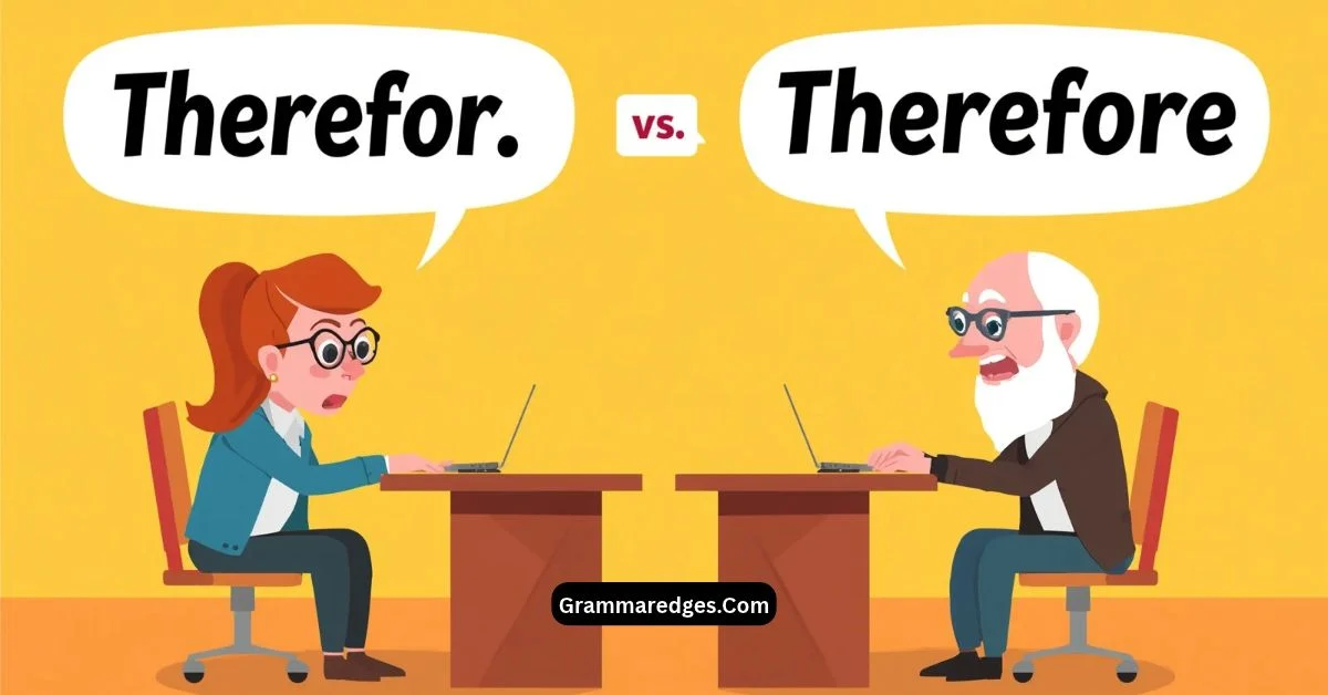 You are currently viewing Therefor or Therefore? Which Spelling Is Correct?<p class="post-updated-date">🕓 <span class="updated-label">Last updated on</span> <time datetime="2026-09-15T07:24:29+00:00">September 15, 2026</time></p><script type="application/ld+json">
        {
          "@context": "https://schema.org",
          "@type": "BlogPosting",
          "mainEntityOfPage": {
            "@type": "WebPage",
            "@id": "https://grammaredges.com/therefor-or-therefore/"
          },
          "datePublished": "2026-09-15T07:24:27+00:00",
          "dateModified": "2026-09-15T07:24:29+00:00"
        }
        </script>